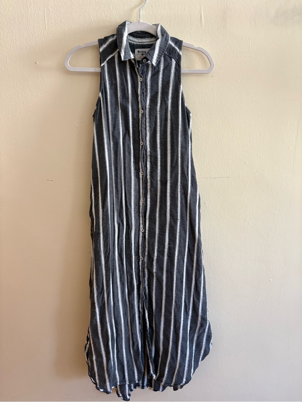 HOLDING HORSES Striped Button-Front Dress